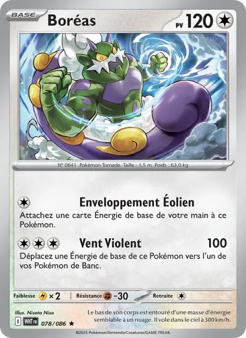 Carte Pokémon Boréas 078/086, extension Flamme Blanche