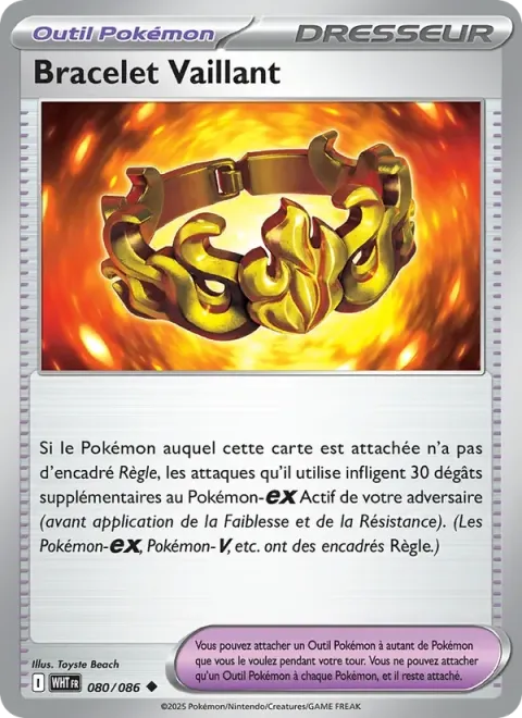 Carte Pokémon Bracelet Vaillant 080/086, extension Flamme Blanche