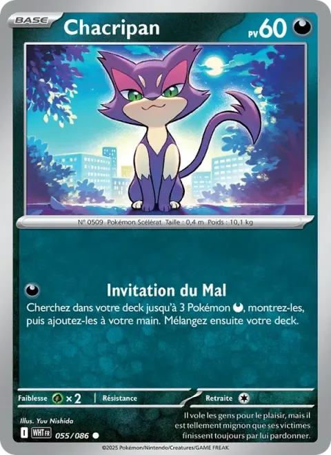 Carte Pokémon Chacripan 055/086, extension Flamme Blanche