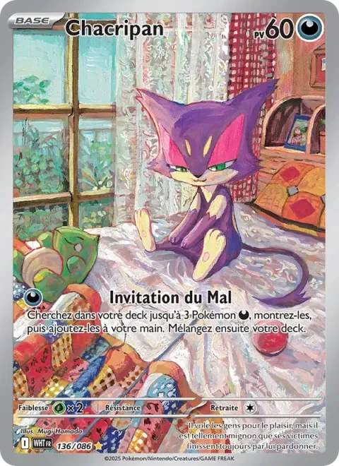 Carte Pokémon Chacripan 136/086, extension Flamme Blanche