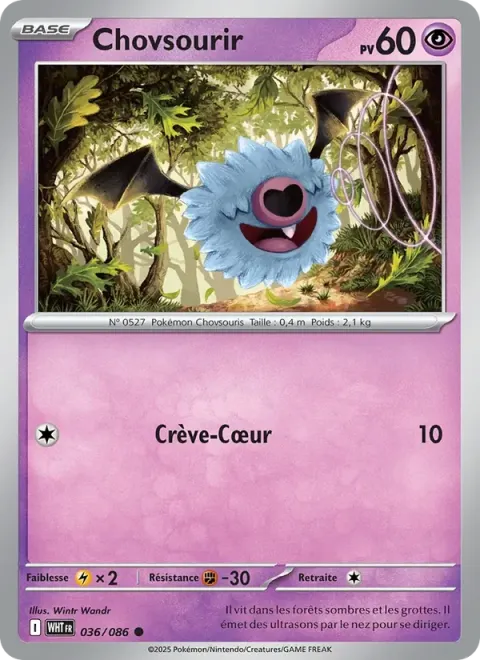 Carte Pokémon Chovsourir 036/086, extension Flamme Blanche