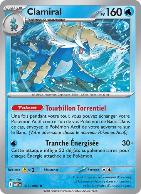 Carte Pokémon Clamiral 023/086, extension Flamme Blanche