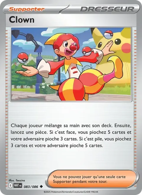 Carte Pokémon Clown 083/086, extension Flamme Blanche
