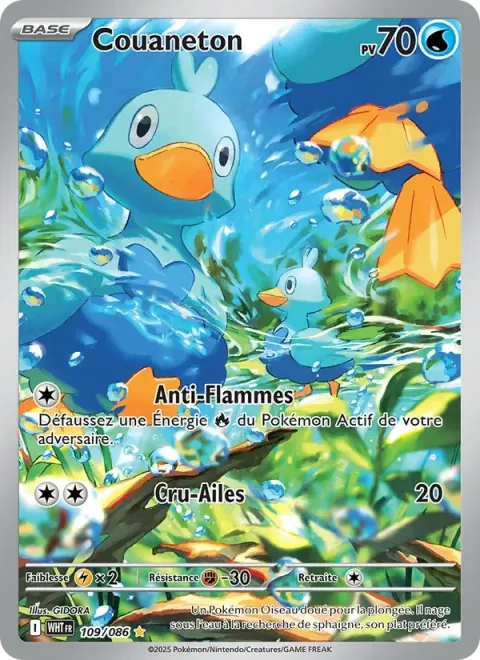 Carte Pokémon Couaneton 109/086, extension Flamme Blanche