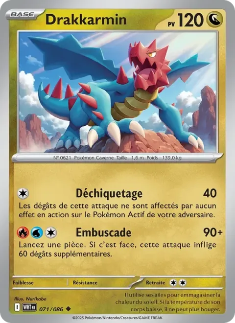 Carte Pokémon Drakkarmin 071/086, extension Flamme Blanche
