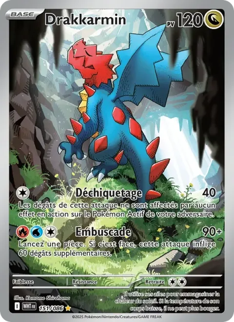 Carte Pokémon Drakkarmin 151/086, extension Flamme Blanche