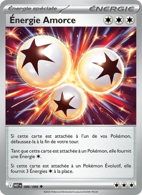 Carte Pokémon Énergie Amorce 086/086, extension Flamme Blanche