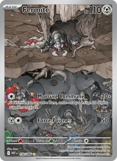 Carte Pokémon Fermite 150/086, extension Flamme Blanche