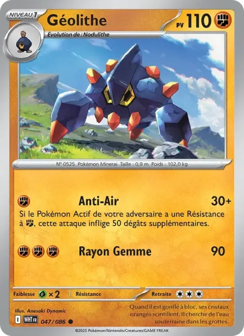 Carte Pokémon Géolithe 047/086, extension Flamme Blanche