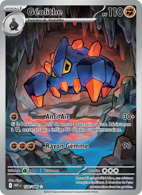 Carte Pokémon Géolithe 128/086, extension Flamme Blanche