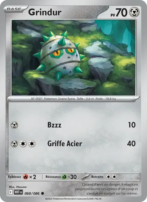Carte Pokémon Grindur 068/086, extension Flamme Blanche