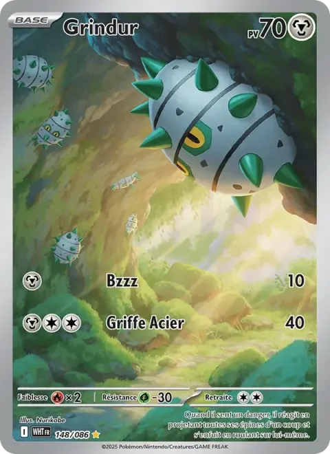 Carte Pokémon Grindur 148/086, extension Flamme Blanche