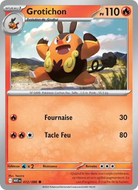 Carte Pokémon Grotichon 012/086, extension Flamme Blanche