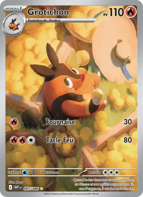 Carte Pokémon Grotichon 097/086, extension Flamme Blanche