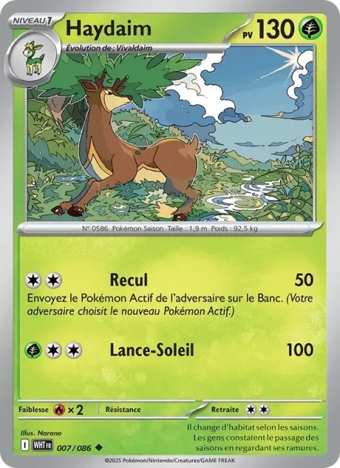 Carte Pokémon Haydaim 007/086, extension Flamme Blanche