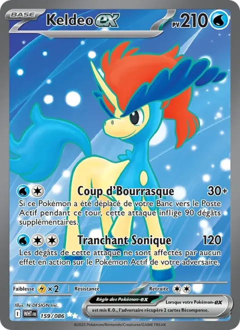 Carte Pokémon Keldeo-ex 159/086, extension Flamme Blanche