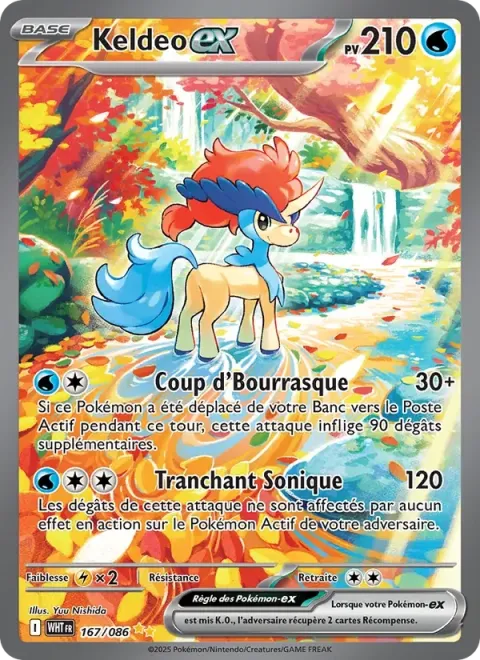 Carte Pokémon Keldeo-ex 167/086, extension Flamme Blanche