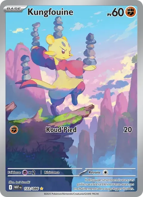 Carte Pokémon Kungfouine 133/086, extension Flamme Blanche