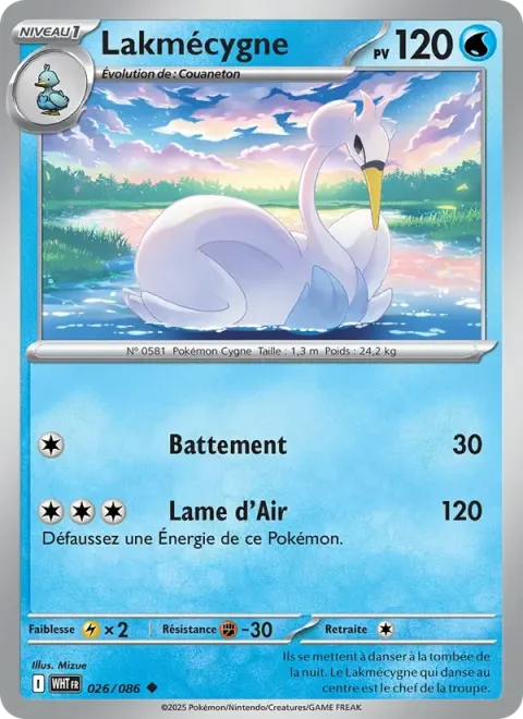 Carte Pokémon Lakmécygne 026/086, extension Flamme Blanche