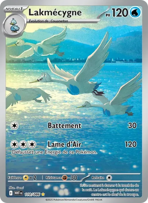 Carte Pokémon Lakmécygne 110/086, extension Flamme Blanche
