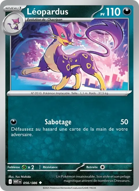 Carte Pokémon Léopardus 056/086, extension Flamme Blanche