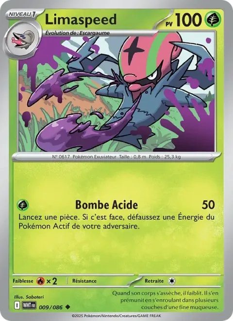 Carte Pokémon Limaspeed 009/086, extension Flamme Blanche