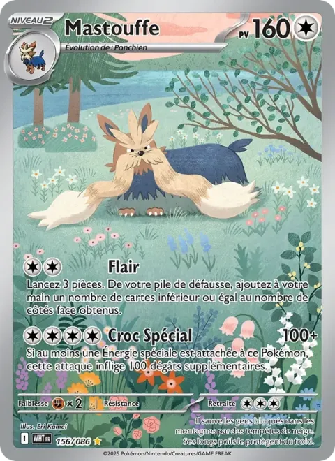 Carte Pokémon Mastouffe 156/086, extension Flamme Blanche