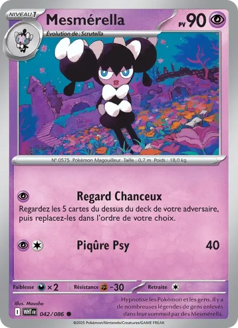 Carte Pokémon Mesmérella 042/086, extension Flamme Blanche