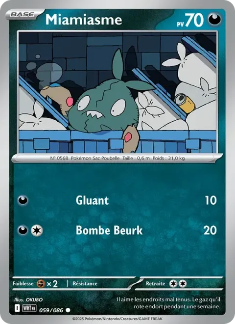 Carte Pokémon Miamiasme 059/086, extension Flamme Blanche