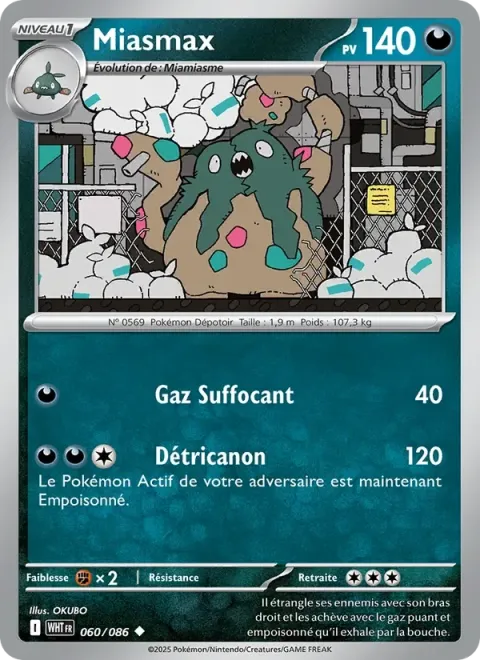 Carte Pokémon Miasmax 060/086, extension Flamme Blanche