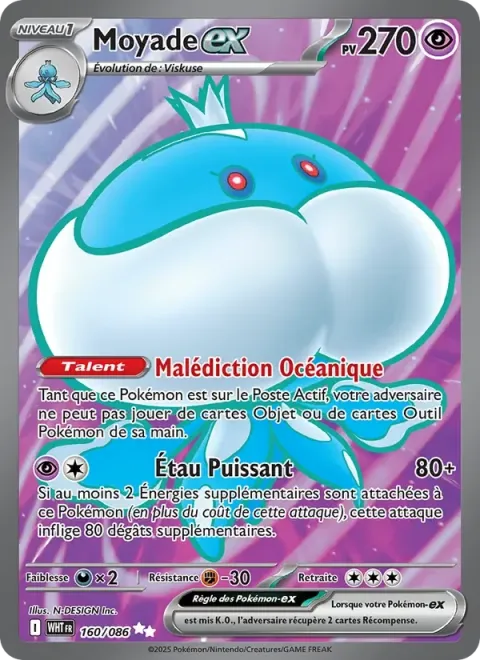 Carte Pokémon Moyade-ex 160/086, extension Flamme Blanche