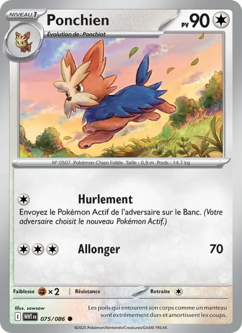 Carte Pokémon Ponchien 075/086, extension Flamme Blanche
