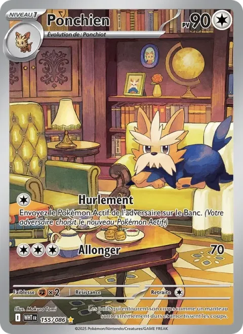 Carte Pokémon Ponchien 155/086, extension Flamme Blanche