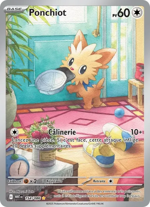Carte Pokémon Ponchiot 154/086, extension Flamme Blanche