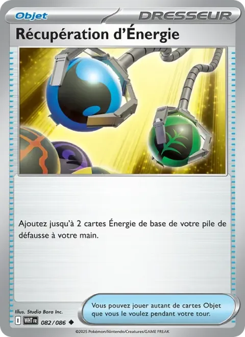 Carte Pokémon Récupération d’Énergie 082/086, extension Flamme Blanche