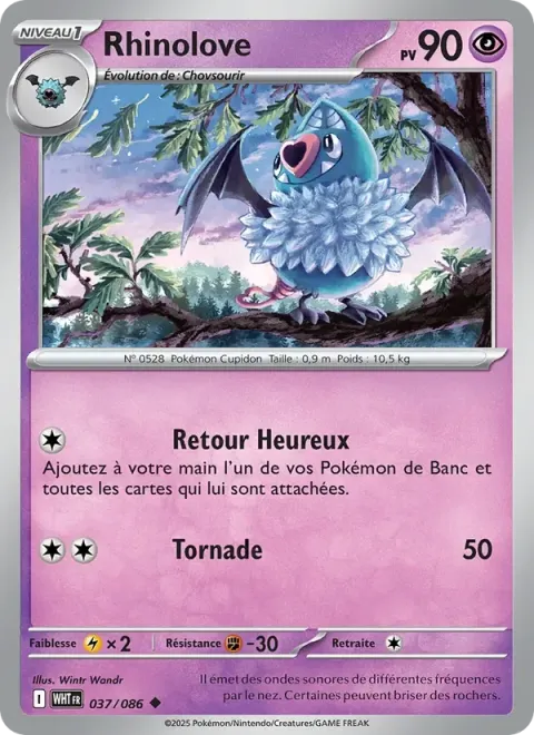 Carte Pokémon Rhinolove 037/086, extension Flamme Blanche