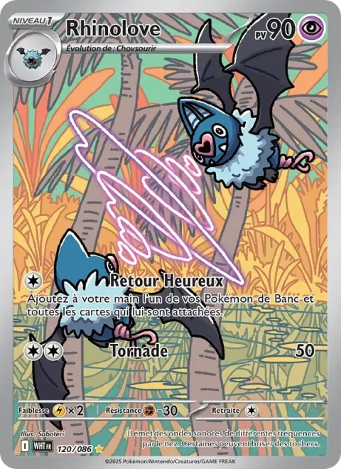 Carte Pokémon Rhinolove 120/086, extension Flamme Blanche