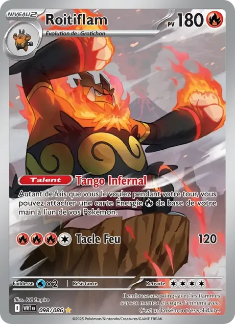 Carte Pokémon Roitiflam 098/086, extension Flamme Blanche