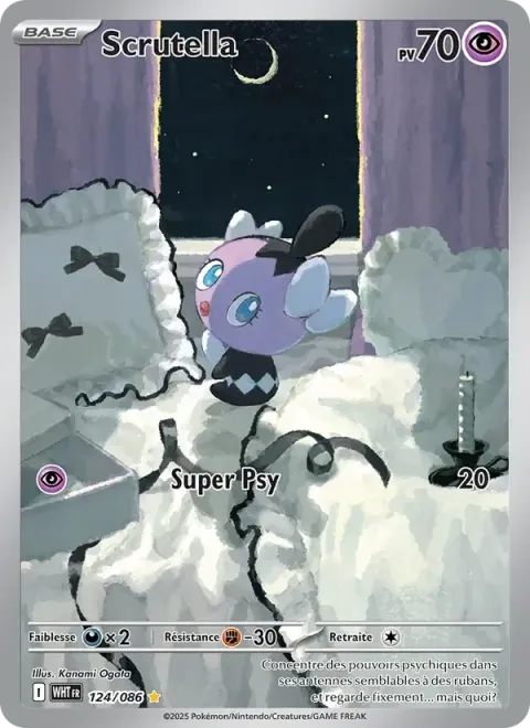 Carte Pokémon Scrutella 124/086, extension Flamme Blanche