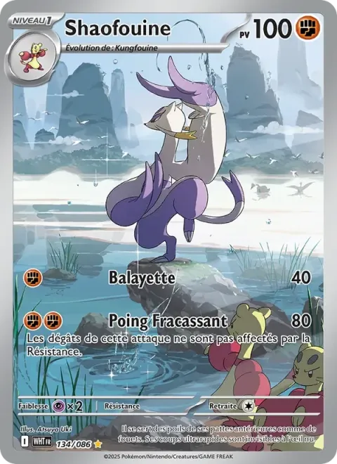 Carte Pokémon Shaofouine 134/086, extension Flamme Blanche