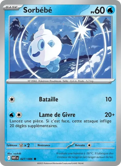Carte Pokémon Sorbébé 027/086, extension Flamme Blanche