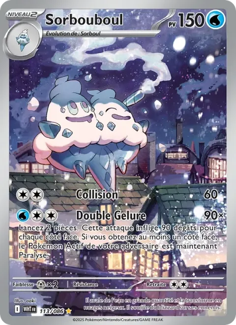Carte Pokémon Sorbouboul 113/086, extension Flamme Blanche