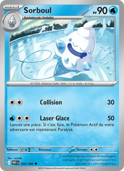Carte Pokémon Sorboul 028/086, extension Flamme Blanche