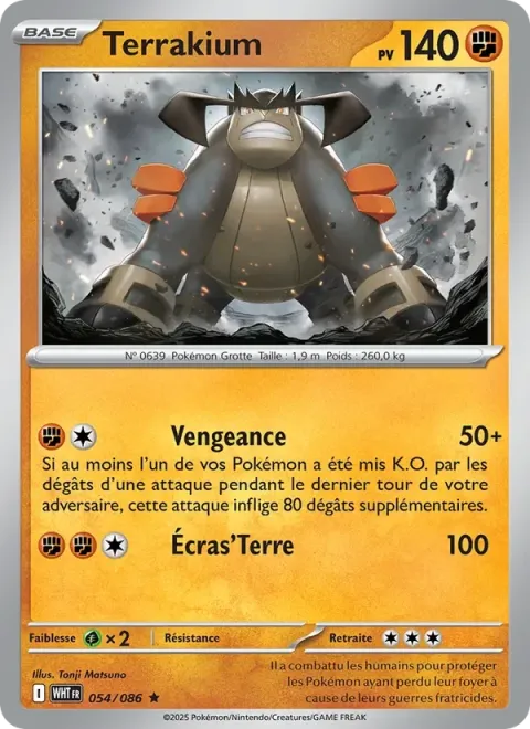 Carte Pokémon Terrakium 054/086, extension Flamme Blanche