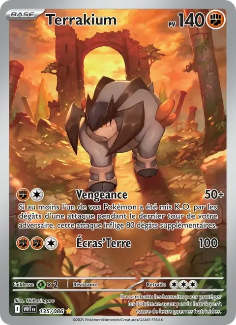 Carte Pokémon Terrakium 135/086, extension Flamme Blanche