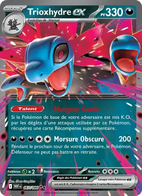 Carte Pokémon Trioxhydre-ex 067/086, extension Flamme Blanche