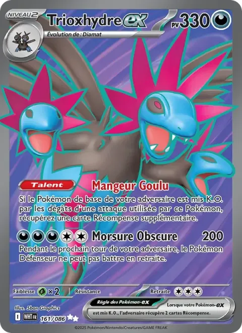Carte Pokémon Trioxhydre-ex 161/086, extension Flamme Blanche