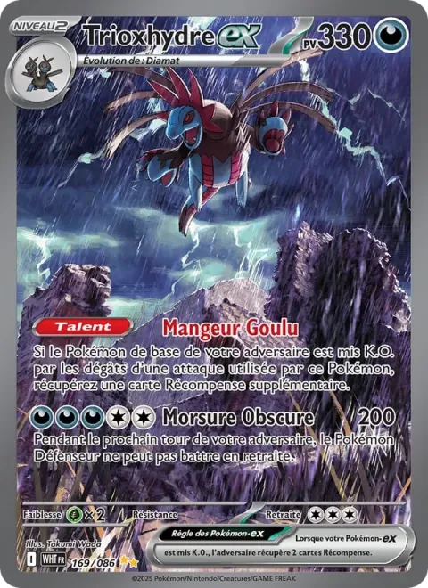 Carte Pokémon Trioxhydre-ex 169/086, extension Flamme Blanche