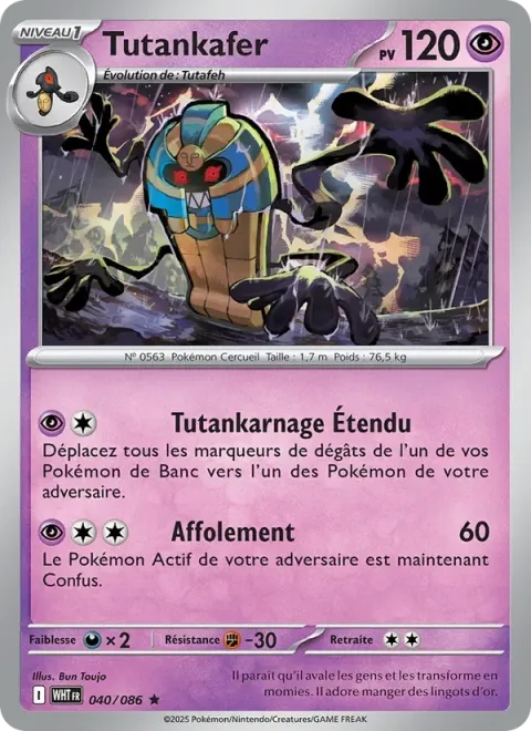 Carte Pokémon Tutankafer 040/086, extension Flamme Blanche