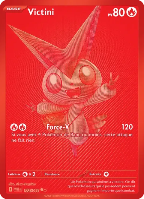 Carte Pokémon Victini 172/086, extension Flamme Blanche